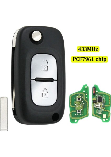 Renault Clio Twingo Kangoo Master Modus Için 433MHZ ID46 PCF7961 Çipli 2 Düğmeli Katlanır Kapaklı Uzaktan Anahtar (Yurt Dışından) fiyatları