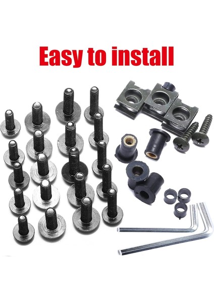 Motosiklet Kaplama Cıvata Seti, 177 Adet M5 M6 Motosiklet Ön Cam Vidaları Bağlantı Elemanları Kaplama Cıvataları Somun Klipsleri Seti Aksesuarları (Yurt Dışından) fırsatları