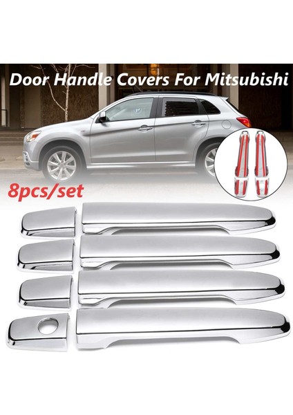 Abs Krom Yan Kapı Kolu Kapağı Döşeme 8 Adet Mitsubishi Outlander Lancer Sedan Evo Sport Rvr Asx 2008-2014 (Yurt Dışından) modelleri