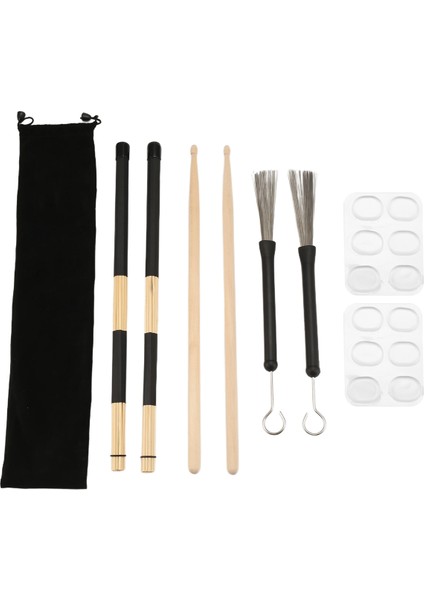 Davul Çubukları Seti, 5A Ahşap Davul Çubukları, Davul Çubukları Fırçaları, Geri Çekilebilir Davul Tel Fırçaları, Davul Sönümleyicileri, Çocuklar ve Yetişkinler Için (Yurt Dışından)