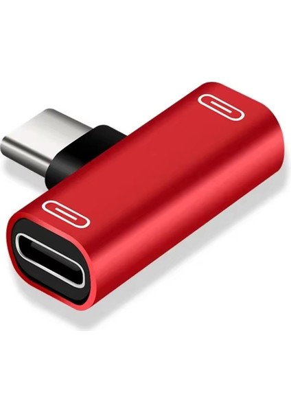 3'ü 1 Arada Çift Tip-C Adaptörü Tip-C Şarj Kablosu Şarj Cihazı Kulaklık Dönüştürücü Akıllı Telefonlar Için Kulaklık Adaptörü Kırmızı (Yurt Dışından)