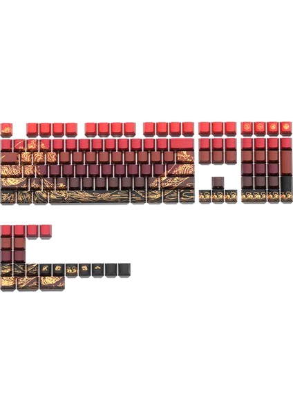 Ukiyo-E Gradient Tuş Takımı Pbt Kişiselleştirilmiş Yan Oymalı Yarı Şeffaf 60/84/98/108 Mekanik Klavye Kırmızı (Yurt Dışından)