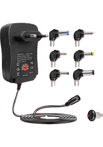 4,5 V 5 V 6 V 7,5 V 9 V 12 V 2 A/2,5 A Ac/dc Adaptörü Ayarlanabilir Güç Adaptörleri USB Evrensel Şarj Cihazı Anahtarı Güç Kaynağı Ab Fişi (Yurt Dışından)