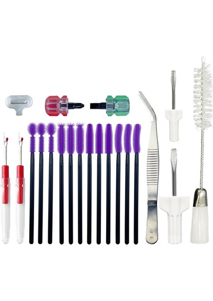 21 Parça Dikiş Makinesi Temizleme Seti, Dikiş Makinesi Tamir Aletleri Cımbız, Tornavida, Dikiş Sökücü, Silikon Fırça Dahil (Yurt Dışından)