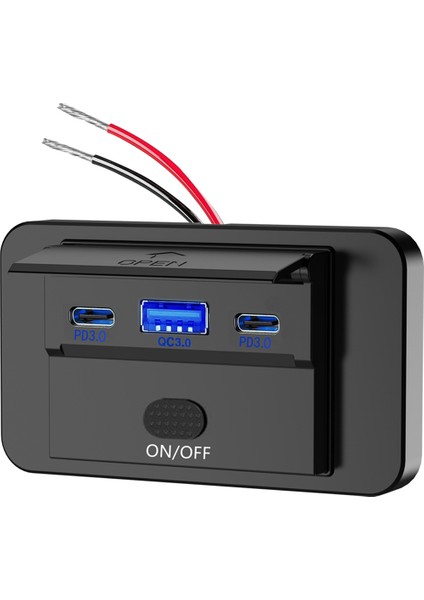 Yeni 12-24V Pd Tip-C USB Bağlantı Noktaları Qc3.0 ve Pd3.0 Anahtarlı Hızlı Şarjlı USB Güç Paneli Araba Kamyon Karavan Mavi (Yurt Dışından)