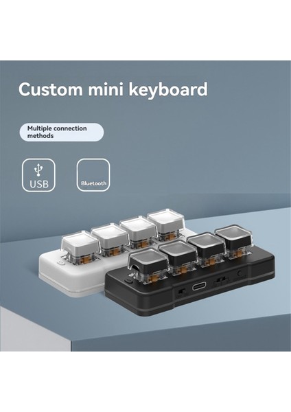MK424BT 4 Tuşlu Mini Özelleştirilmiş Klavye Mekanik Mavi Anahtarlı Usb+Bt Çift Modlu Makro Programlanabilir Klavye Siyah (Yurt Dışından)