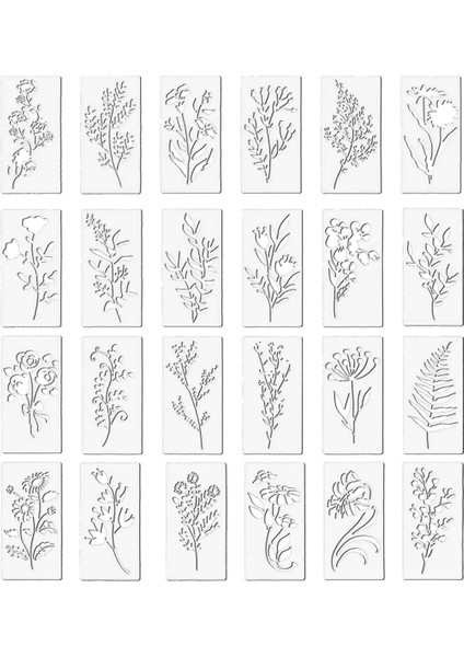24 Parça Kır Çiçeği Boyama Şablonları, Çiçekli Yapraklar El Sanatları Yaprak Şablonları, Sanat Ahşap Duvar Kapı Tuval Ev Dekorasyonu (Yurt Dışından)