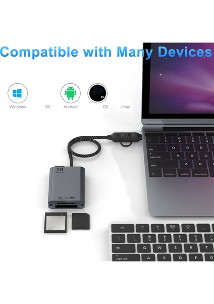 Cfexpress Tip B ve Sd Çift Yuvalı Bellek Kartı Okuyucu, 10 Gbps USB 3.2 Gen 2 Tip B Cfexpress Adaptör Bellek Kartı Okuyucu A (Yurt Dışından)