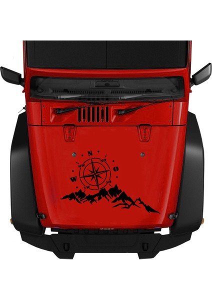 35X65 cm Vinil Oto Çıkartması Gül Navigasyon Araba Sticker Off-Road Pusula Totem Dağ Pusula Hood Araba Kapı Etiket Siyah (Yurt Dışından) fırsatları