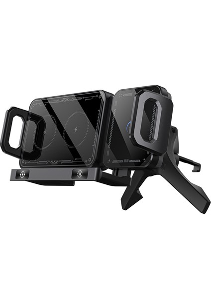 Araba Kablosuz Şarj Cihazı 15W Çift Bobinli Araba Havalandırma Telefon Tutucu Tek Dokunuşla Döndürülebilen Araba Havalandırma Telefon Tutucu Katlanır Ekran Telefon Için, B (Yurt Dışından)