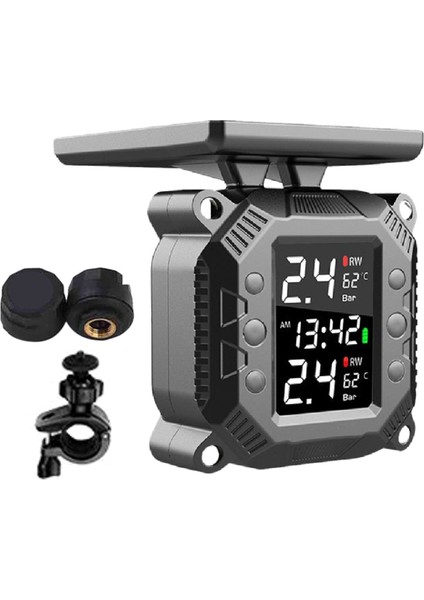 Kablosuz Motosiklet Tpms Lastik Basıncı Izleme Sistemi Güneş Enerjili Harici Sensör Sıcaklık Monitörü Su Geçirmez C Tipi (Yurt Dışından)