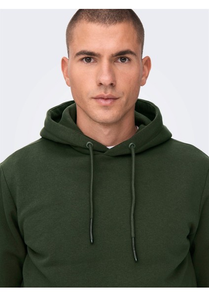 Kapüşon Yaka Koyu Gri Erkek Sweatshirt 22018685_ONSCERES Hoodie Sweat Noos