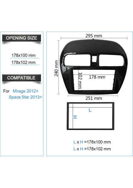 Mitsubishi Mirage Space Star Attrage Radyo Stereo Paneli Gösterge Paneli Montaj Kurulum Trim Takımı Ön Çerçeve (178X100 Mm) Için Çift Din Fasya (Yurt Dışından) fiyatları