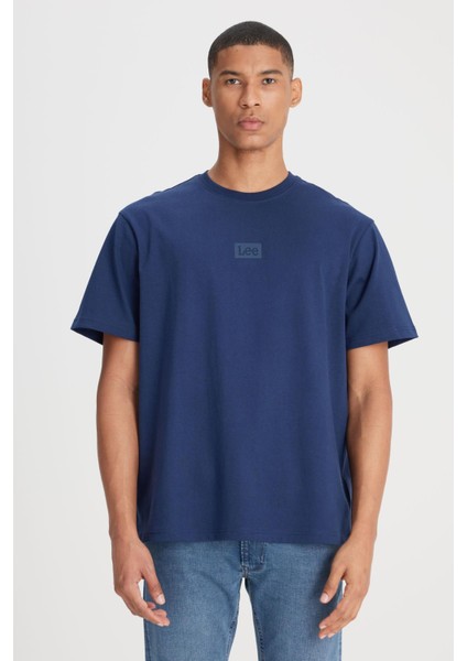 Loose Fit Rahat Kesim %100 Pamuk Bisiklet Yaka Lacivert Tişört indirimleri