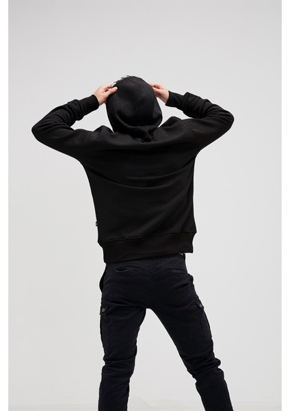 Sımple Hoodıe Siyah Erkek Sweatshirt 20.02.12.019-C01