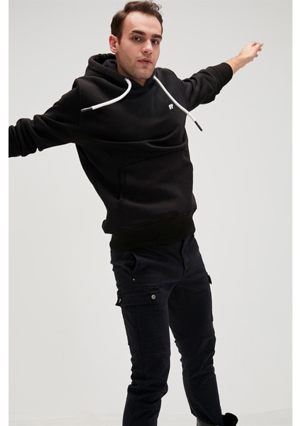 Sımple Hoodıe Siyah Erkek Sweatshirt 20.02.12.019-C01