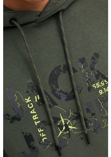 Jcotech Logo Sweat Hood Yeşil Erkek Sweatshirt 12216242-Fores