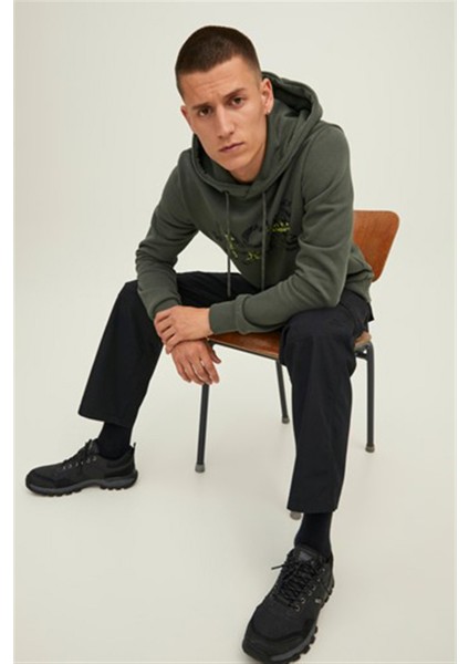 Jcotech Logo Sweat Hood Yeşil Erkek Sweatshirt 12216242-Fores