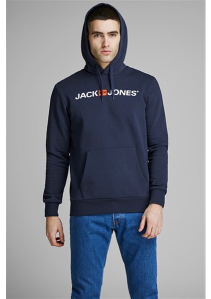 Hood Corp Old Logo Erkek Lacivert Kapüşonlu Sweatshirt