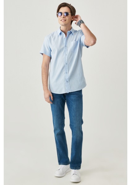 Regular Fit Normal Kesim Kısa Kollu Düğmeli Yaka Keten Gömlek fiyatları