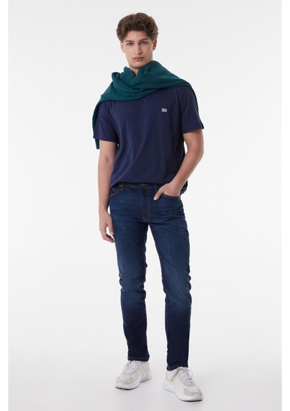 Erkek Lacivert Bisiklet Yaka Tişört