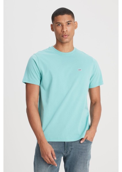 Regular Fit Normal Kesim %100 Pamuk Bisiklet Yaka Açık Yeşil Tişört