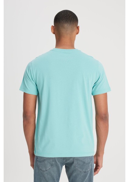 Regular Fit Normal Kesim %100 Pamuk Bisiklet Yaka Açık Yeşil Tişört