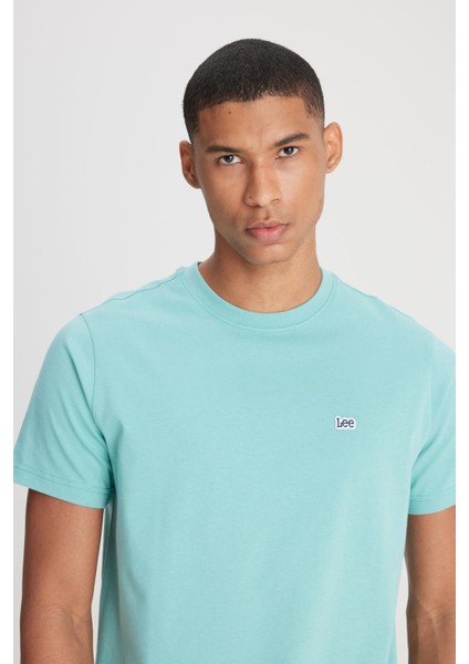 Regular Fit Normal Kesim %100 Pamuk Bisiklet Yaka Açık Yeşil Tişört