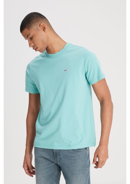 Regular Fit Normal Kesim %100 Pamuk Bisiklet Yaka Açık Yeşil Tişört