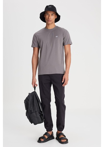 Bisiklet Yaka Antrasit Erkek T-Shirt L60UFQ003 Bisiklet Yaka T-Shirt