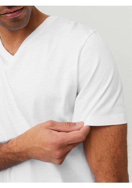 V Yaka Beyaz Erkek T-Shirt 12156102