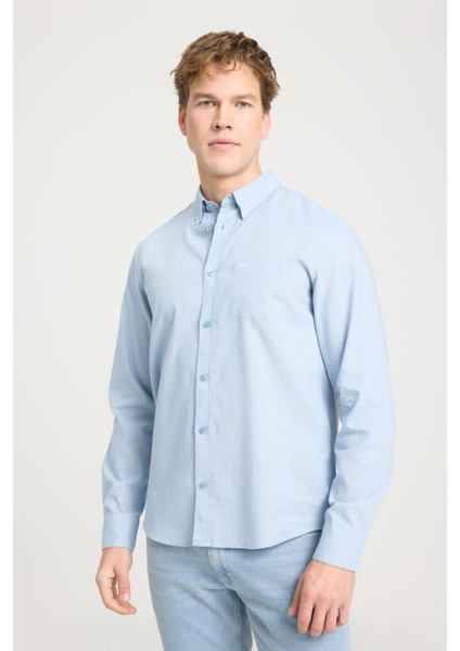 Uzun Kollu Gömlek Mavi Erkek Gömlek