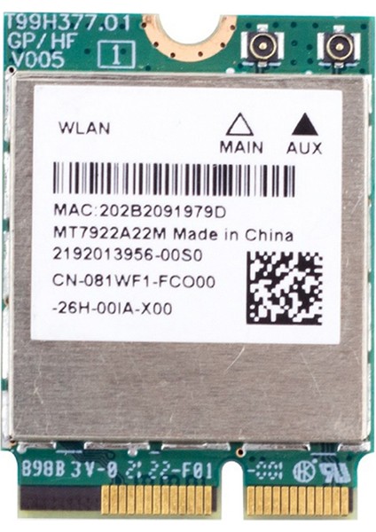 Wifi 6e MT7922 M.2 Kablosuz Kart 5374MBPS Bluetooth 5.2 Ağ Adaptörü 802.11AX 2.4g/5g/6ghz Wifi Kartı WIN10 WIN11 Için (Yurt Dışından)