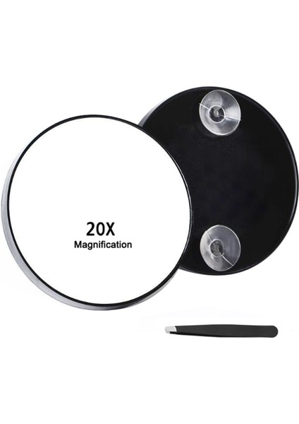 Vakumlu Büyüteçli Ayna, Kaşları Almak, Siyah Noktaları Gidermek İçin Kompakt Dayanıklı Seyahat Makyaj Aynası 20X (Yurt Dışından)