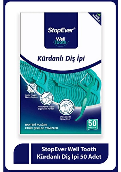 Kürdanlı Diş İpi Bakteri Plakını Etkin Şekilde Temizler 50 Adet fiyatları