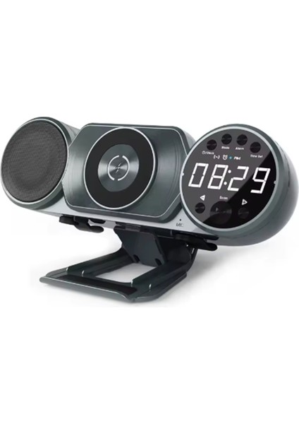 Kablosuz Şarjlı Bluetooth Hoparlör Fm Radyo Tf Aux USB Eller Serbest Çalar Saat Dekorasyon Ortam Işığı Ses Kutusu (Yurt Dışından)