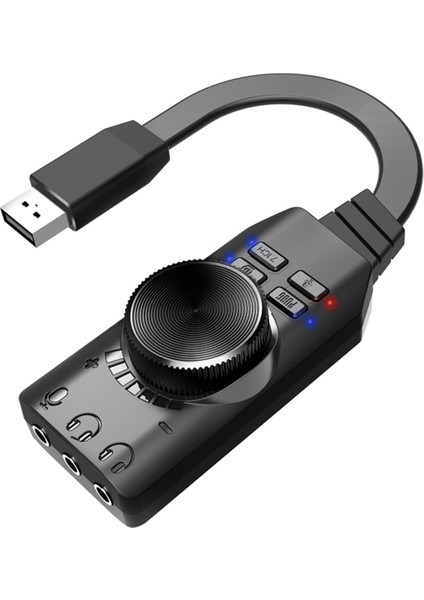 USB Harici Ses Kartı Adaptörü 7.1 Kanal USB Bilgisayar Oyun Ses Kartı 3.5mm USB Adaptörü Oyun Kulaklığı Güçlendirici (Yurt Dışından)