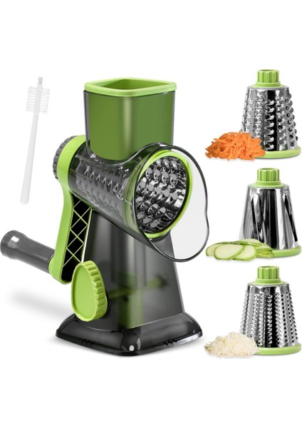 Döner Peynir Rendesi Peynir Parçalayıcı Mutfak Için El Kranklı Peynir Rendesi Sebzeler Için 3 Değiştirilebilir Bıçak (Yurt Dışından)