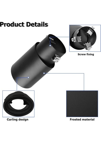 Paslanmaz Çelik Araba Egzoz Ucu, 2,1 Inç Ila 1,5 Inç Evrensel Araba Egzoz Borusu Modifikasyonu Kuyruk Boğazı Kuyruk Borusu (Siyah) (Yurt Dışından) fırsatları