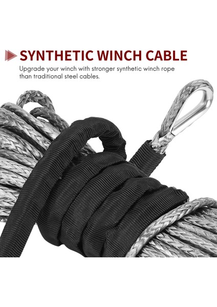 Atv Utv Için Koruyucu Kılıflı 3/16 Inç x 50 Inç 7700LB Sentetik Vinç Hattı Kablo Halatı (Gri) (Yurt Dışından) modelleri