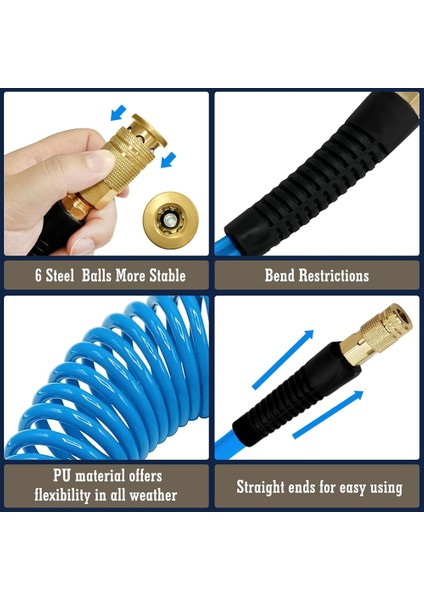 Hava Hortumu, Bükülme Kısıtlayıcılı 1/4 Inç x 25 Ft Hava Kompresörü Hortumu, 1/4 Inç Endüstriyel Hızlı Bağlantı Parçası ve Tapa (Yurt Dışından) modelleri