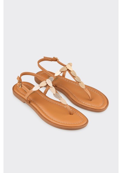 Naturel Deri Kadın Düz Sandalet fiyatları