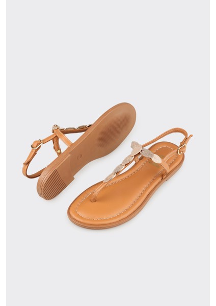 Naturel Deri Kadın Düz Sandalet indirimleri