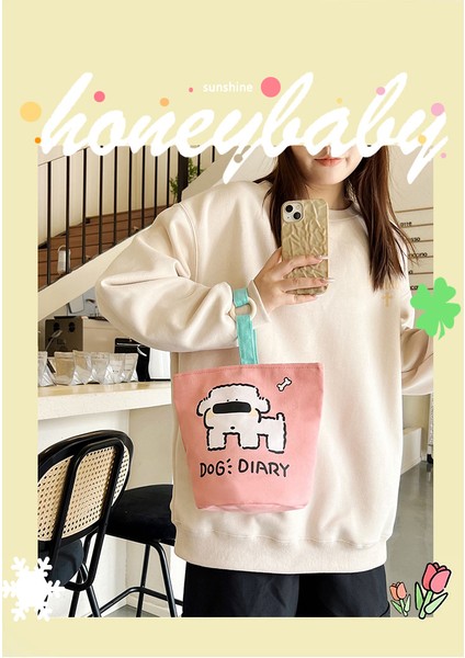 Kadınlar Için Yeni Kanvas Çanta 2024 Yeni Taşınabilir Kumaş Çanta Büyük Kapasiteli Kitap Çantası Ortaokul Öğrencisi Ders Karikatür Omuz Çantası (Yurt Dışından) fiyatları