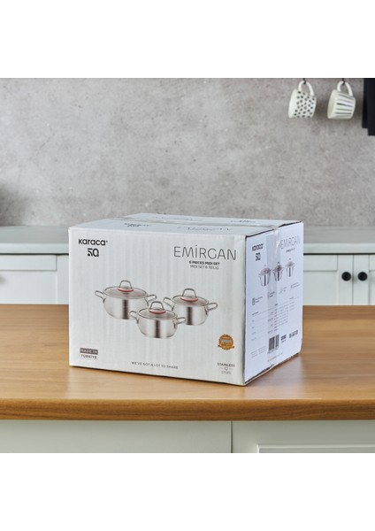 Emirgan İndüksiyon Tabanlı 6 Parça Çelik Midi Tencere Seti