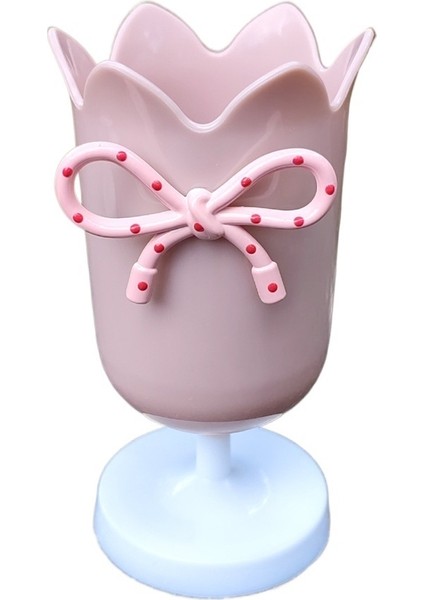 Lale Kalemlik Kız Kalemliği Makyaj Fırçası Saklama Kovası Retro Çiçek Süsleri Fiyonklu Fotoğraf Aksesuarları (Yurt Dışından)