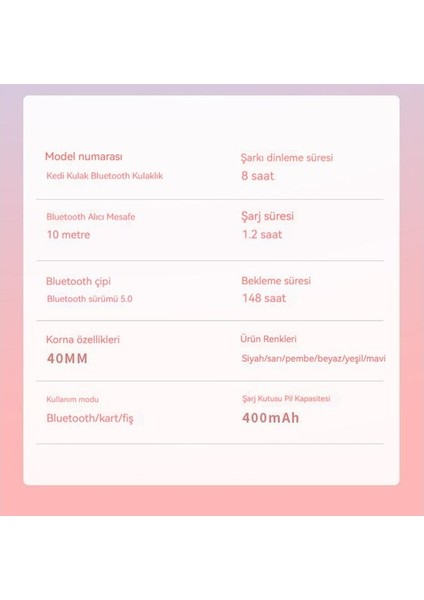 Kedi Kulak Parlayan Bluetooth Kulaklık P47M Karikatür Kablosuz Oyun Kulaklık (Yurt Dışından) fırsatları