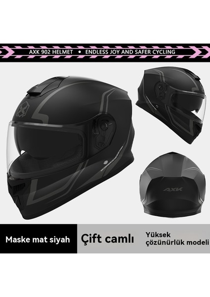 Erkekler ve Kadınlar Için 3c Sertifikalı Motosiklet Kaskı, Sis Önleyici ve Sıcak Kış Motosiklet Tam Kaplı Çift Lensli Tam Kask-Dört Mevsim Modeli (Yurt Dışından)