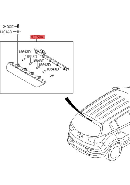 Kia Sportage 2011-2014 Için Araba Yüksek Seviye Montajlı Ek LED Arka Fren Lambası Arka Üçüncü Fren Lambası 92700-3W100 (Yurt Dışından) fiyatları