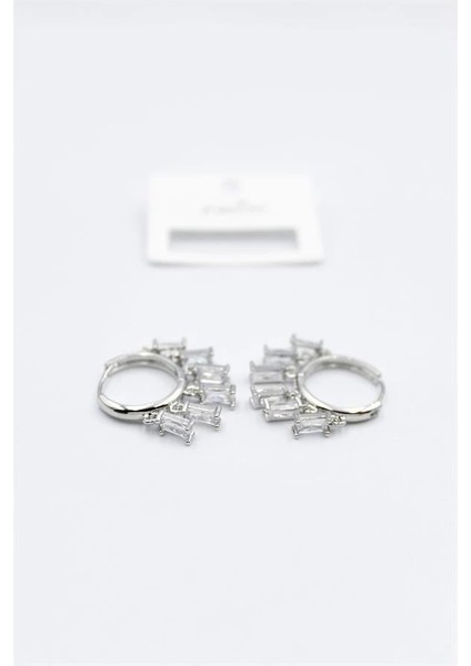 Baget Taşlı Shakira Küpe - Gümüş